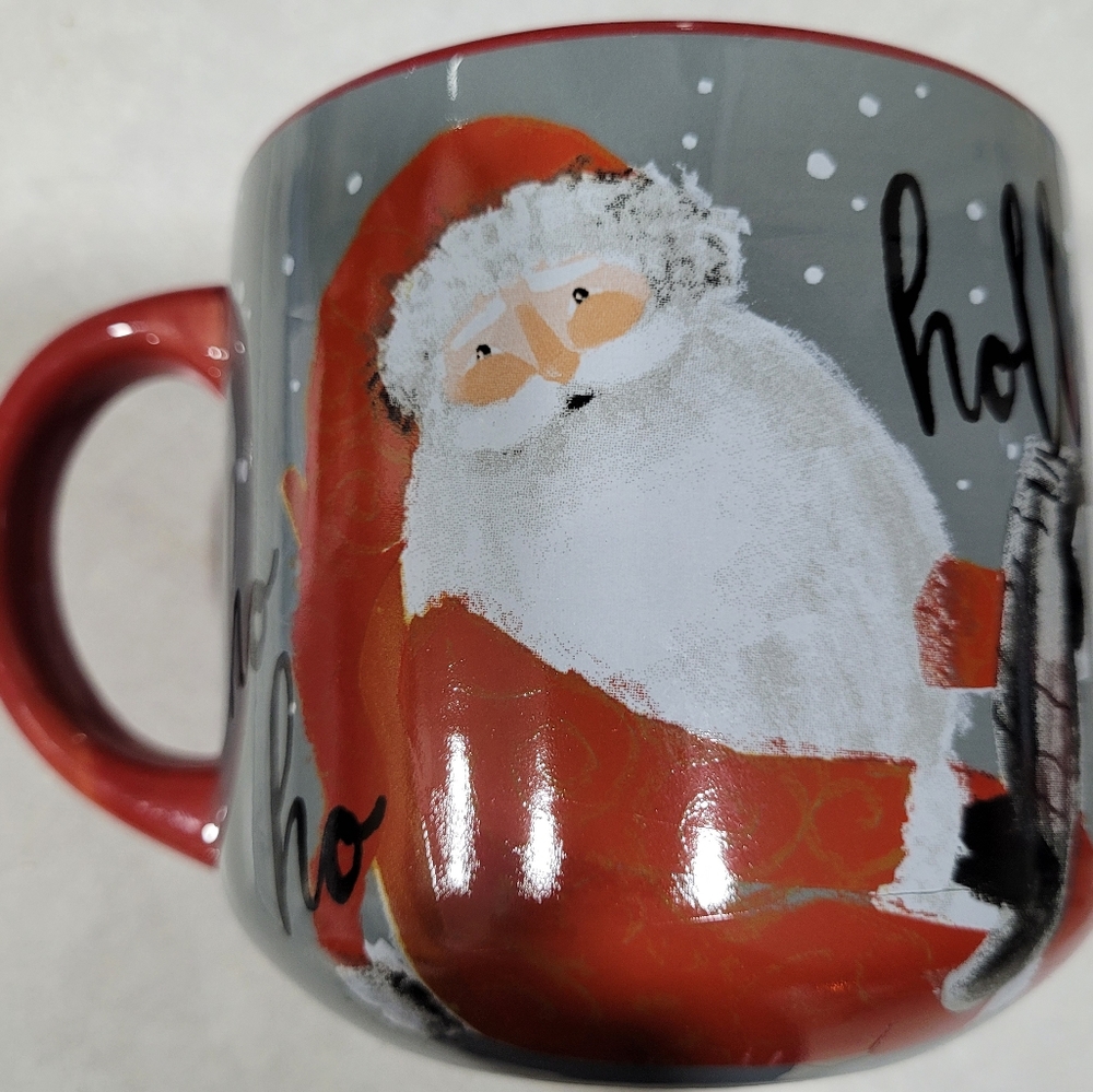 Santa christmas mug with holly jolly holidays on it. 18oz by grasslands road.